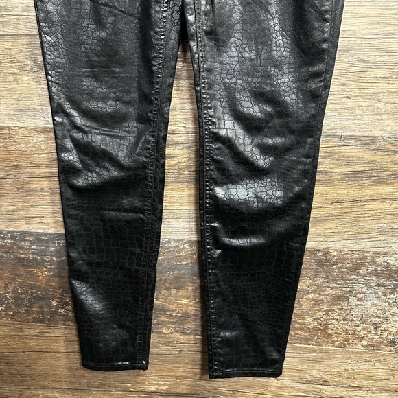 White House Black Market Black Skinny Croc Straight Leg Pants - Picture 2 of 7